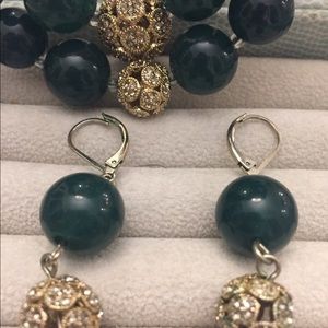 Vintage Talbots Necklace and Earring Set Green